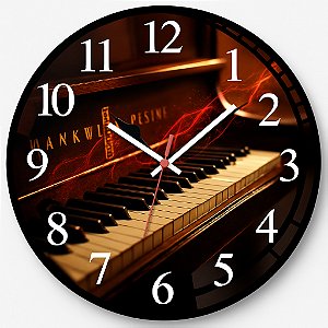 Relógio de Parede Música Piano Raio Vermelho