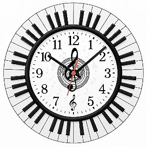 Relógio de Parede Música Piano Teclas em Volta