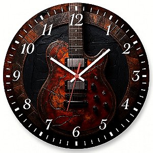Relógio de Parede Música Guitarra Marrom