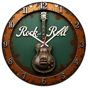 Relógio de Parede Música Guitarra Rock Verde