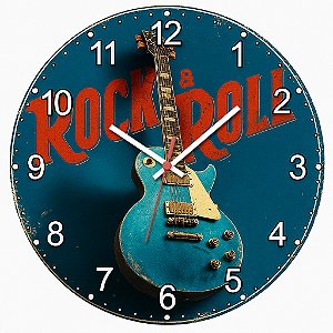 Relógio de Parede Música Rock Guitarra Azul
