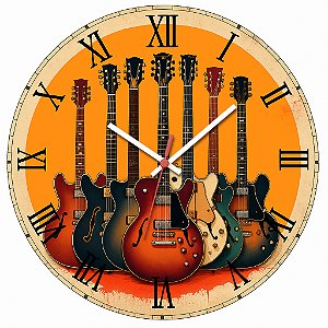Relógio de Parede Música Guitarra Várias Guitarras