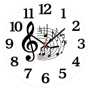 Relógio de Parede Música Notas Musicais Clave de Sol