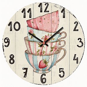 Relógio de Parede Café Xícaras Empilhadas