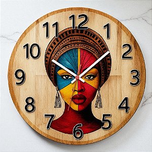 Relógio de Parede Arte Africana Mulher Negra