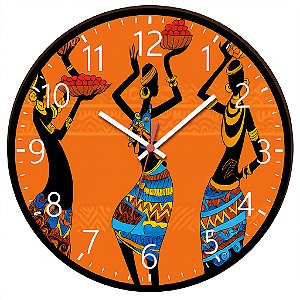 Relógio de Parede Arte Mulheres Africanas Colorido