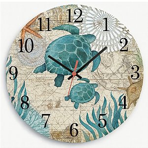 Relógio de Parede Mar e Praia Tartarugas