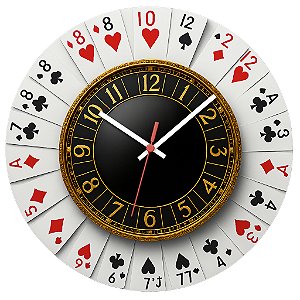 Relógio de Parede Jogos Cartas de Baralho