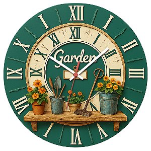 Relógio de Parede Lavabo Jardim com Ferramentas