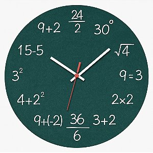 Relógio de Parede Matemática Ensino Divertido Verde