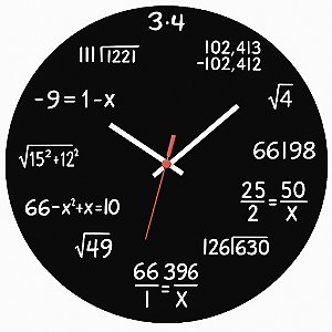 Relógio de Parede Matemática Equações Avançadas Lousa Preta