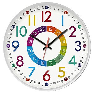 Relógio de Parede Matemática Números Coloridos Educativos