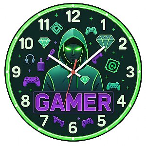 Relógio de Parede Gamer Hodie Verde