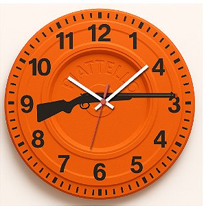 Relógio de Parede Armas Prato Tiro Espingarda Laranja