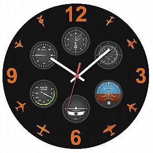Relógio de Parede Veículos Avião Painel