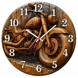Relógio de Parede Veículos Moto Entalhada