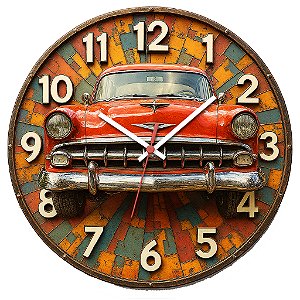 Relógio de Parede Veículos Carro Vermelho