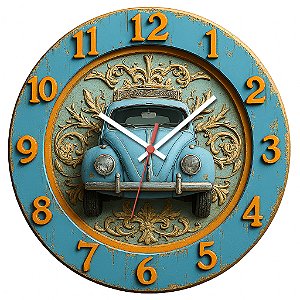 Relógio de Parede Veículos Carro Fusca Azul