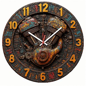 Relógio de Parede Veículos Motor Moto Cromado