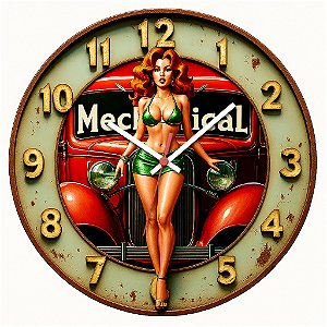 Relógio de Parede Veículos Carro Mulher Vintage