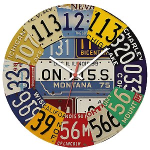 Relógio de Parede Veículos Carro Placas Decorativas