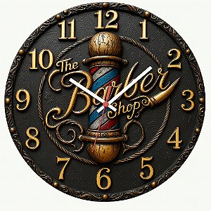 Relógio de Parede Profissão Barbearia Dourado
