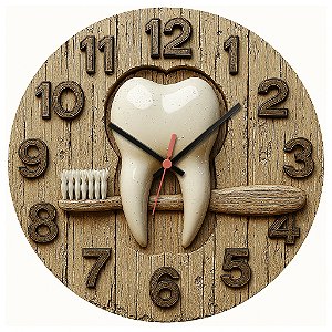 Relógio de Parede Profissão Dentista Dente Entalhado