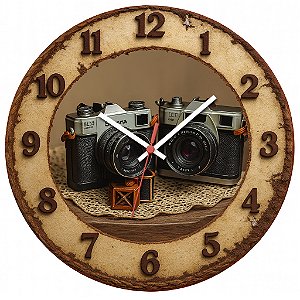 Relógio de Parede Profissão Fotógrafo Câmeras Vintage