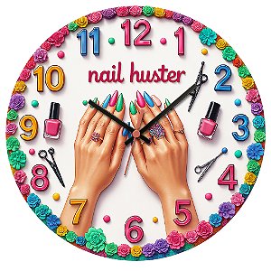 Relógio de Parede Profissão Manicure Nail Huster