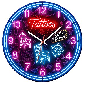 Relógio de Parede Profissão Tatuador Neon