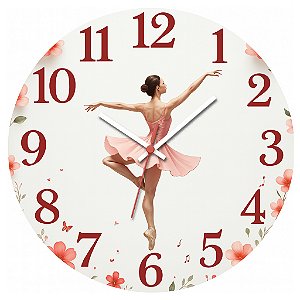 Relógio de Parede Dança Bailarina Flores