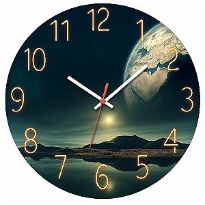 Relógio de Parede Natureza Agua Montanha Mundo