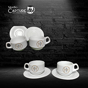 2 Xícaras de Café com Pires com Logo – 75ml
