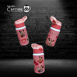 Garrafa de Alumínio Bico Silicone Minnie com Nome – 500ml