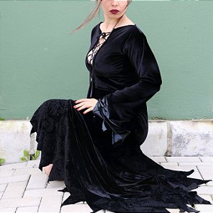 Vestido fantasia cosplay preto najine naja Harry Potter