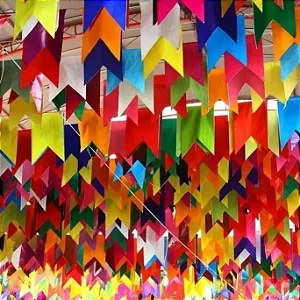 Bandeirinhas Coloridas Festa Junina - 50 Metros em Seda