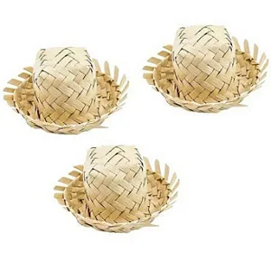 Conjunto com 30 Mini Chapéus de Palha para Festa Junina
