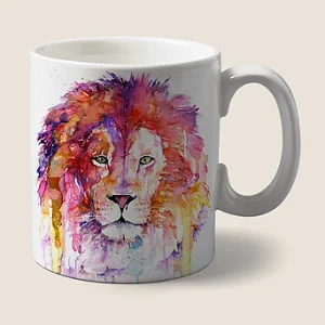 Caneca Artística Leão - Design Colorido e Exclusivo