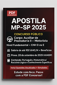 📘 Apostila MP-SP 2025 – Auxiliar de Promotoria II – Motorista