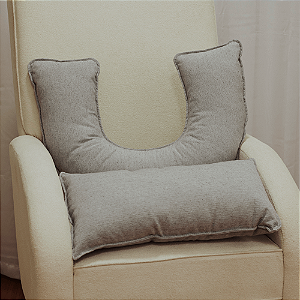 Kit Almofadas Rineira + Amamentação - Linho Cinza