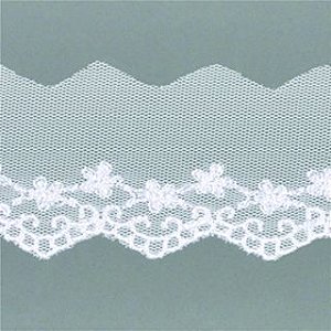 Bordado Inglês Arte Punto Tule BT-007 4,5cm Branco 13,7mts