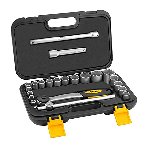 Jogo de Soquetes Estriados 1/2" de 8 a 32mm Kit 22 Peças Vonder