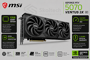 Placa De Video RTX 5070 Msi Ventus 3X MSI 12GB GDDR7 OC Tri Fan