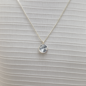 Colar Ponto de Luz Redondo 7mm V12 com corrente de 45 cm Prata 925