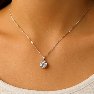 Colar Ponto de Luz Redondo 10mm – Prata 925 | Corrente 45cm