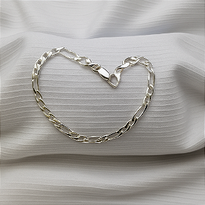 Pulseira Masculina Fígaro 3x1 – 4mm – 21cm – Prata 925