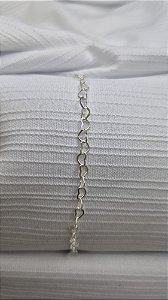 Tornozeleira Elo Coração 3mm – 24,5cm – Prata 925