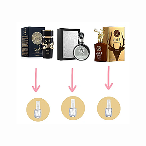 Combo 3 Árabes Afrodisíacos - Fracionados Masculino 5ml cada (Asad, Fakhar Black, Al Noble)