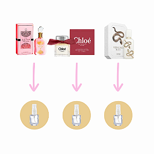 Combo últimos lançamentos 3 fracionados 5ml (Sabah Sugar + Chloé L'Eau Intense + Veneno Bianco)