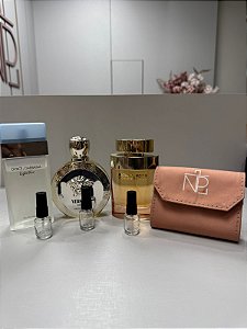Kit promocional Mãe Fitness - Necessaire decante + 3 decantes 5ml